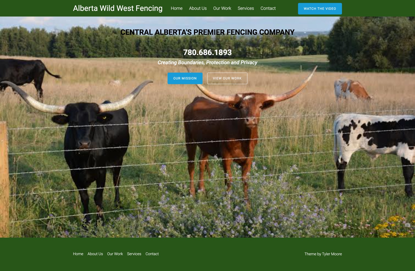 Alberta Wild West Fencing website before our work, on desktop