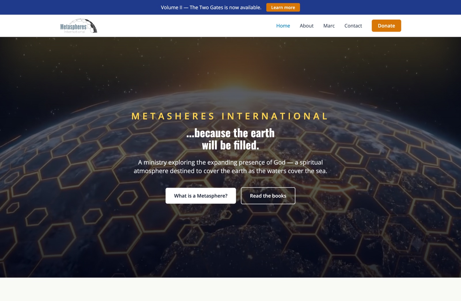 Metaspheres International website after our work, on desktop